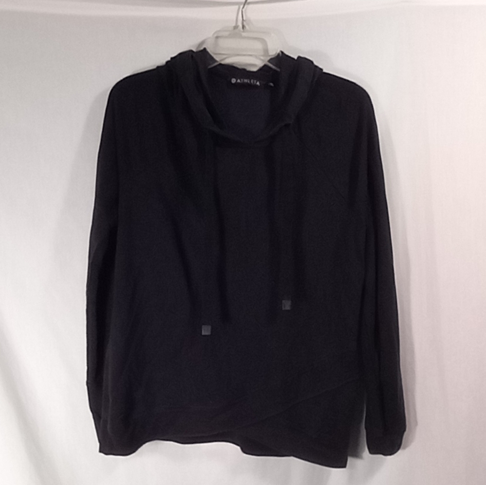Athleta Black Cross Front Hoodie Sweatshirt Size M